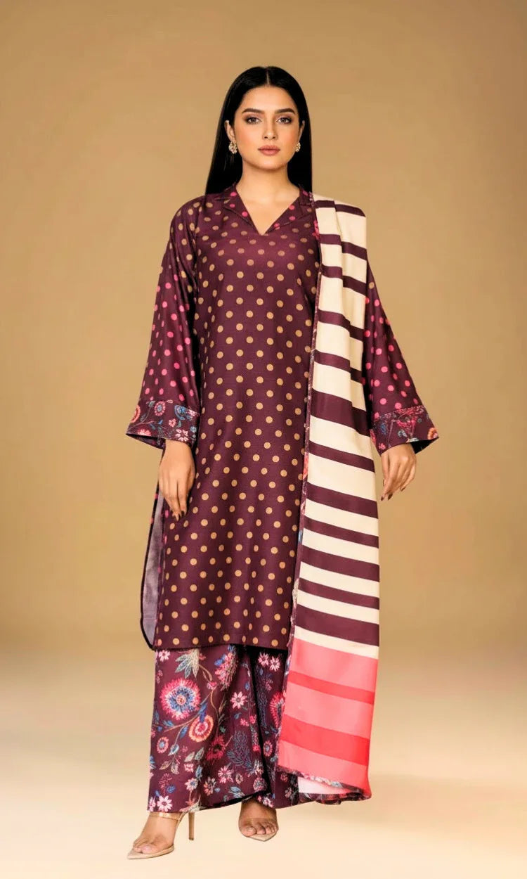 Digital Printed 3-Piece Poly Khaddar Suit