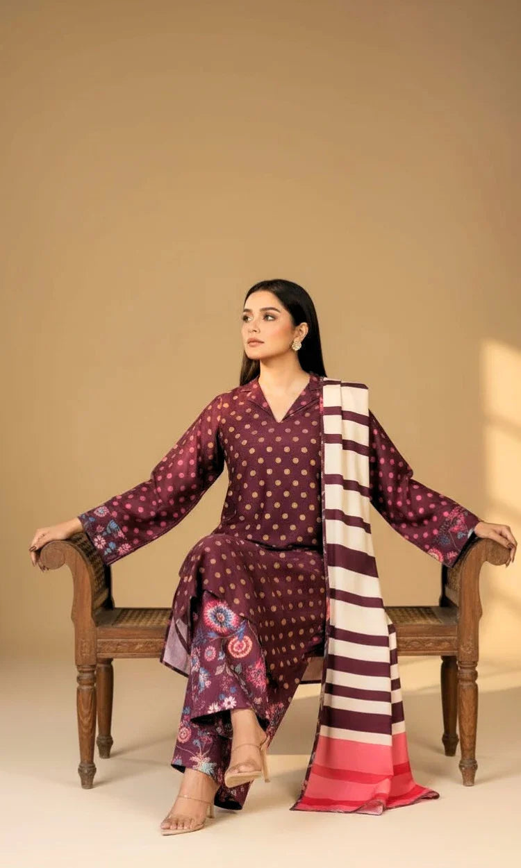 Digital Printed 3-Piece Poly Khaddar Suit