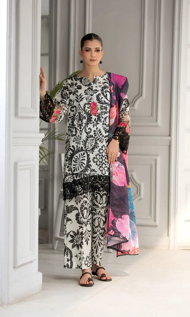 Noir Flora -3 Piece Embroidered Lawn Suit