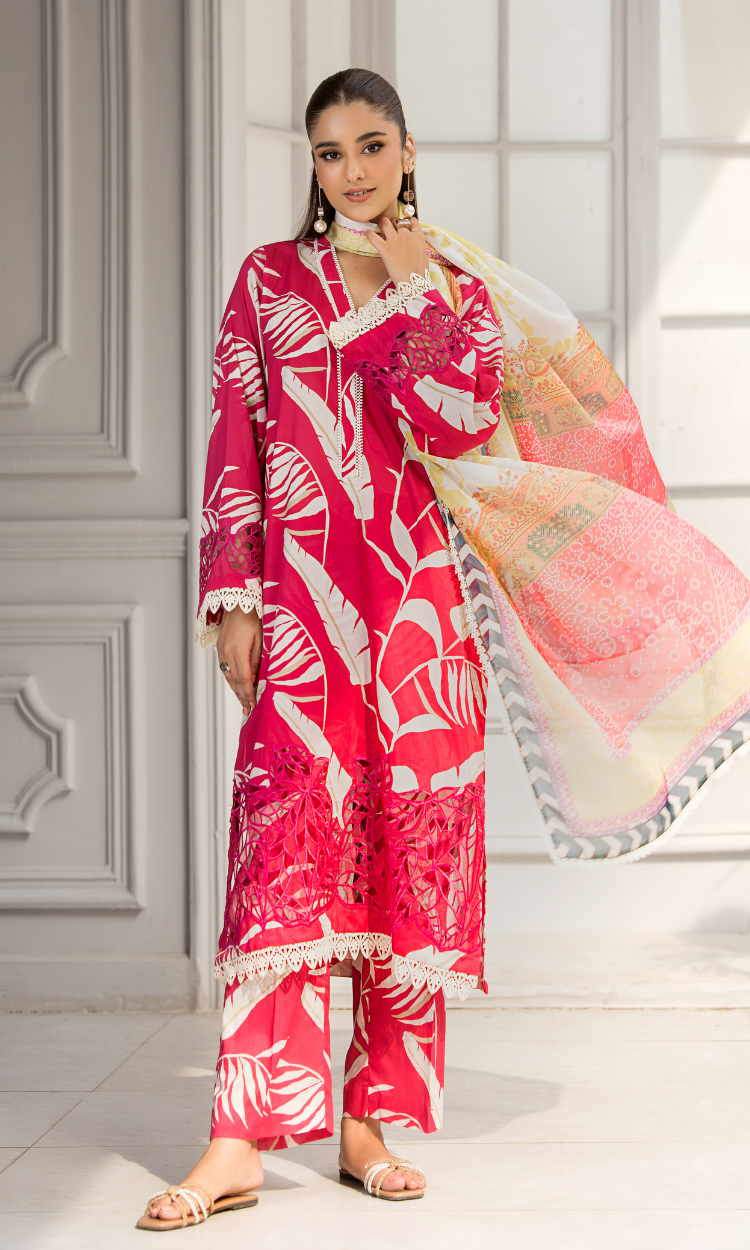 FUCHIA – Embroidered Premium Lawn 3-Piece Suit