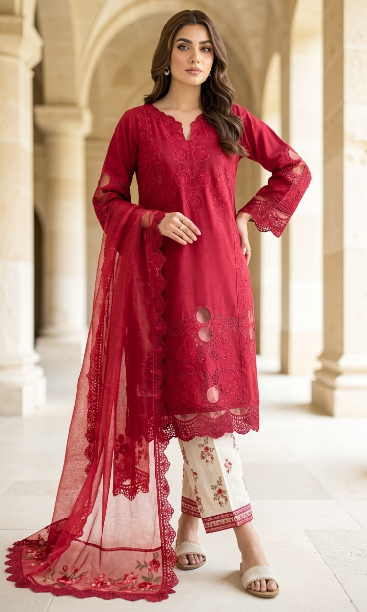 Sakura-3PC Pret Embroidered Lawn