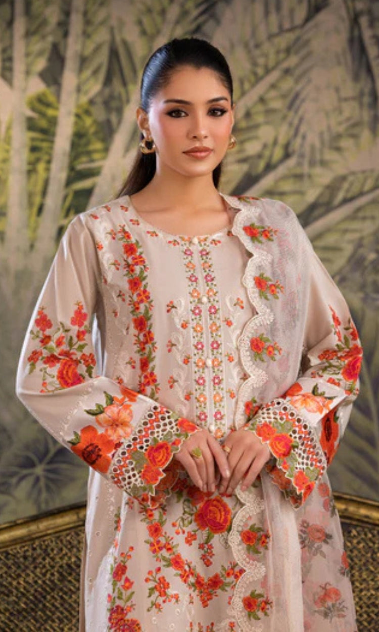 Dil Ruba – Fresh Beige Embroidered 3 Piece Suit
