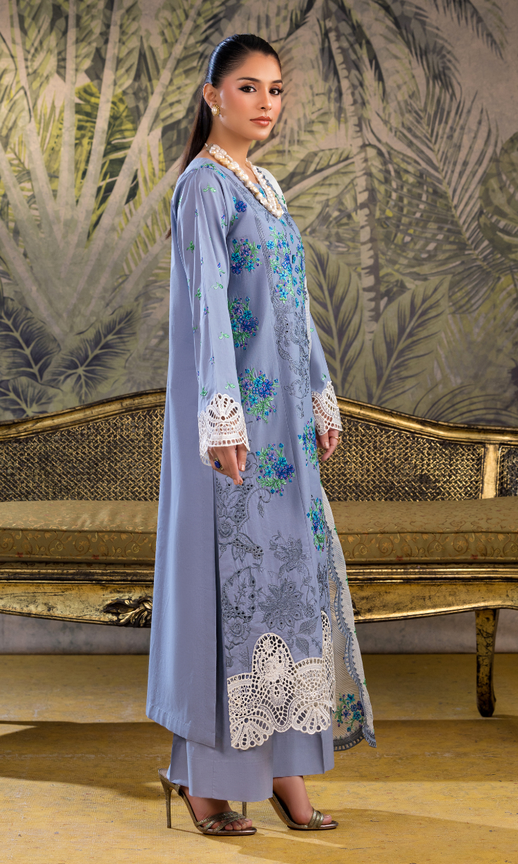 Ash Grey Premium Embroidered Lawn Suit