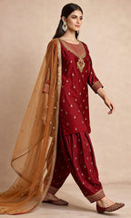 Zeenia - 3PC Silk Embroidered