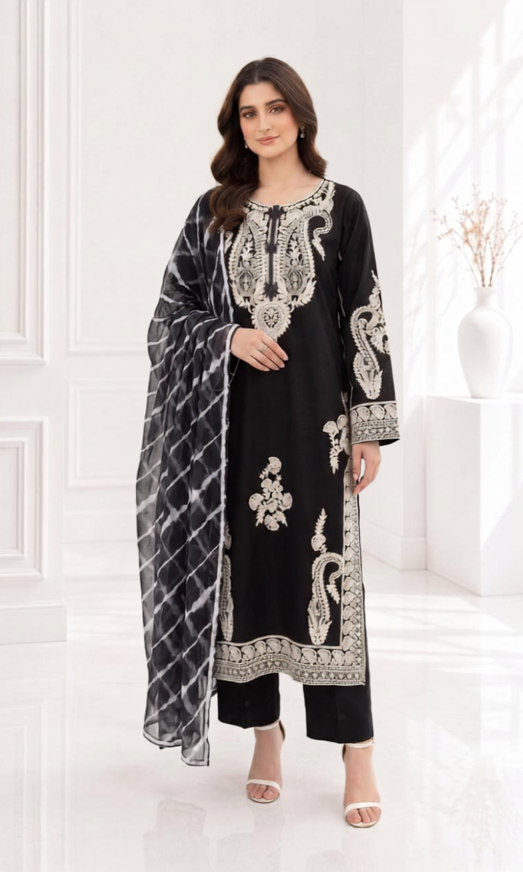 Laila-3PC Pret Embroidered Lawn