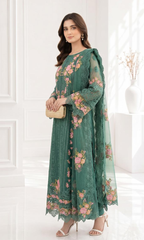 Green Luxe - 4PC Embroidered Organza Formal
