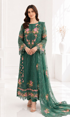 Green Luxe - 4PC Embroidered Organza Formal