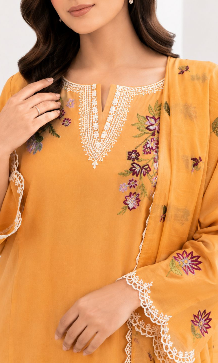 Citrus Fiesta - 3PC Pret Embroidered  Lawn