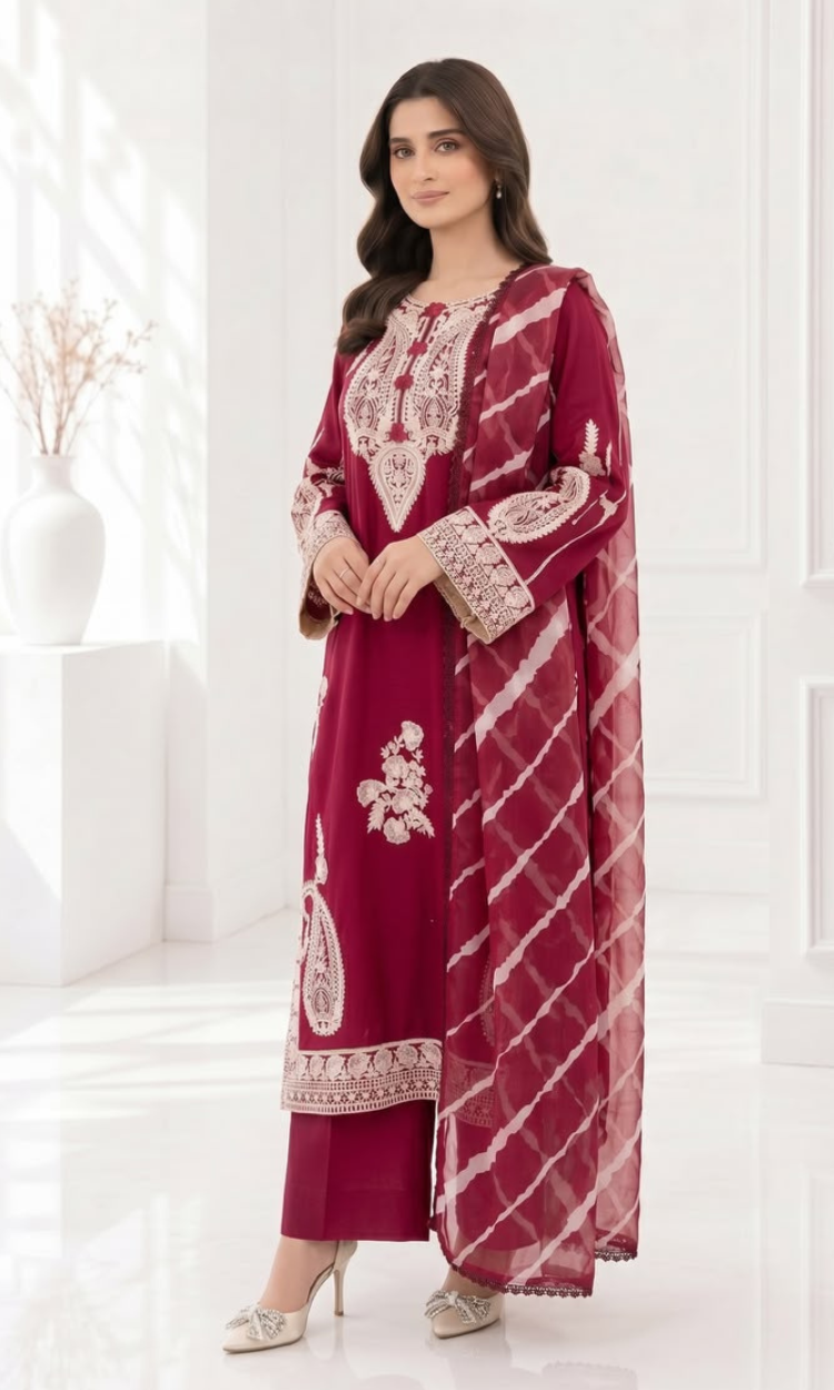 Gull Mohr - 3  PC Pret Embroidered  Lawn
