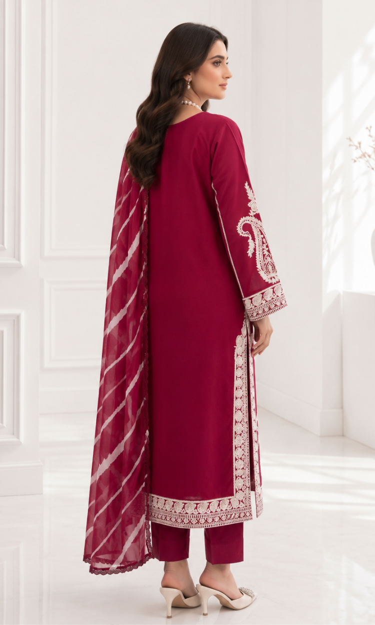 Gull Mohr - 3  PC Pret Embroidered  Lawn