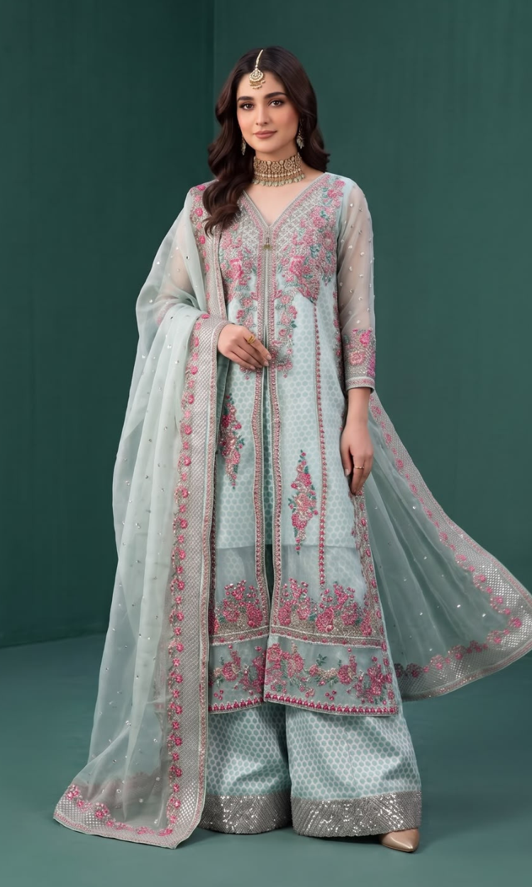 Mehrnaz – Luxury Embroidered Organza Ensemble