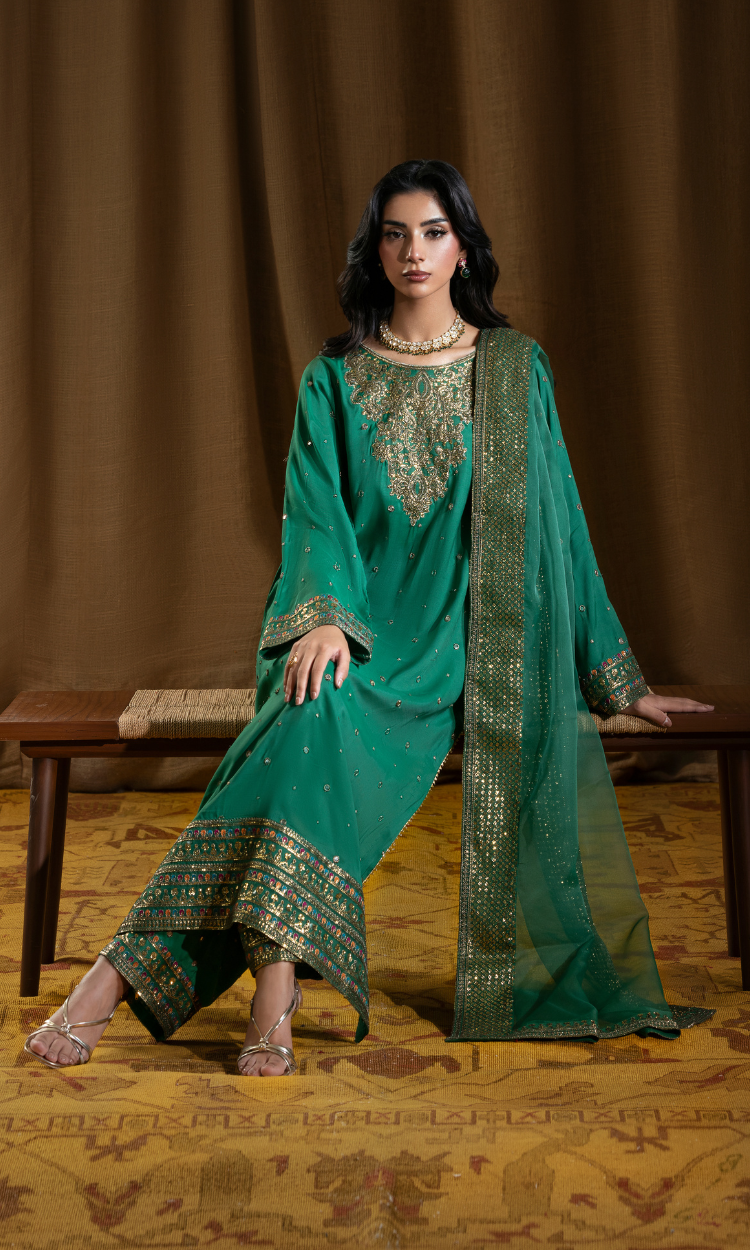 Zahra — 3 PC Luxury Embroidered Raw Silk
