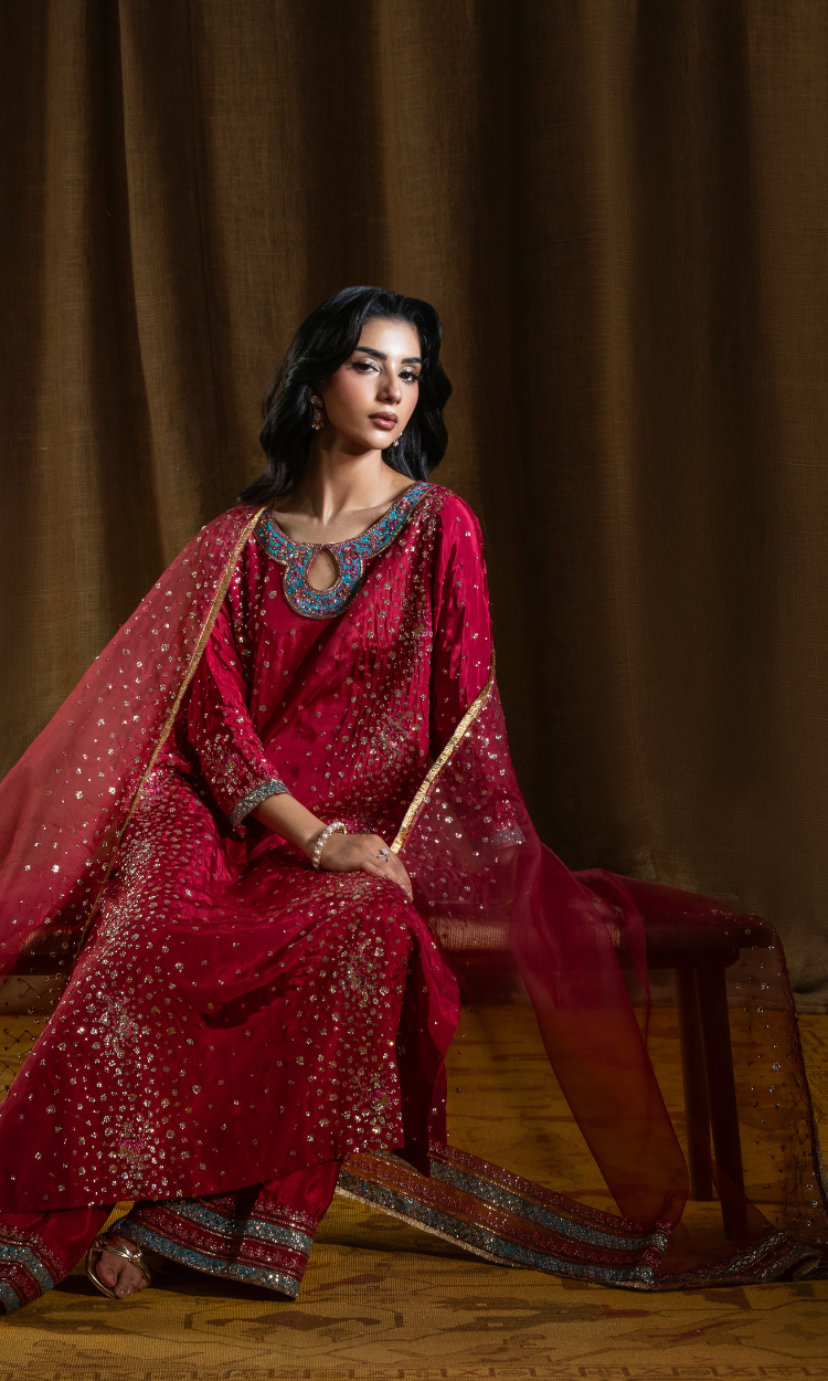Sitary — Deep Rose | Luxury 3-Piece Silk Ensemble
