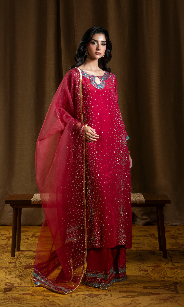 Sitary — Deep Rose | Luxury 3-Piece Silk Ensemble