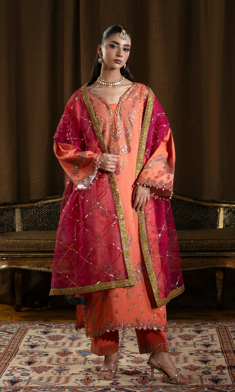 Shah Bano — 3 Piece Luxury Embroidered Pure Dull Silk