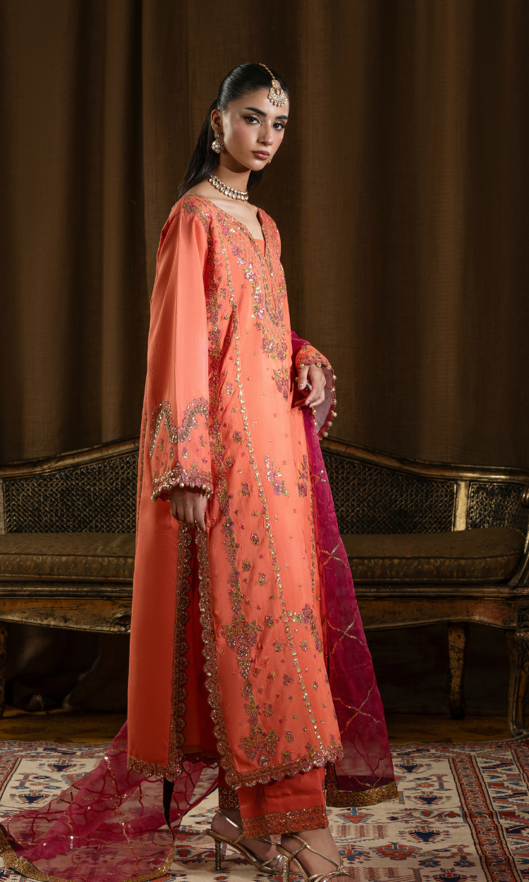 Shah Bano — 3 Piece Luxury Embroidered Pure Dull Silk