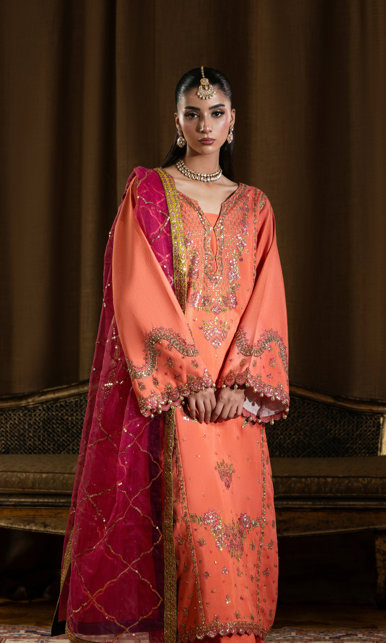 Shah Bano — 3 Piece Luxury Embroidered Pure Dull Silk