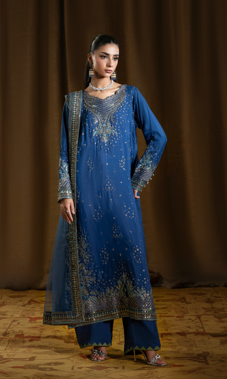 Sassi — 3 Piece Luxury Embroidered Pure Dull Silk
