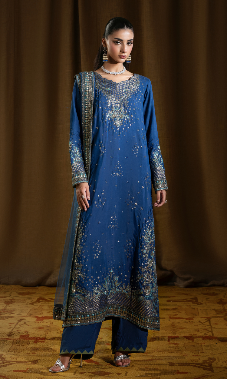 Sassi — 3 Piece Luxury Embroidered Pure Dull Silk