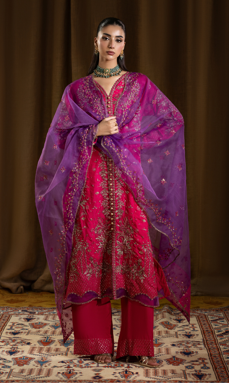 Chamkeeli — 3 Piece Luxury Embroidered Pure Dull Silk