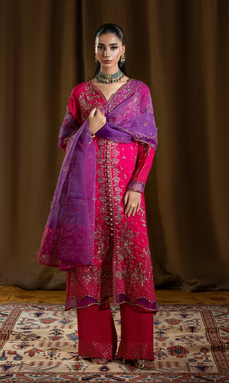 Chamkeeli — 3 Piece Luxury Embroidered Pure Dull Silk
