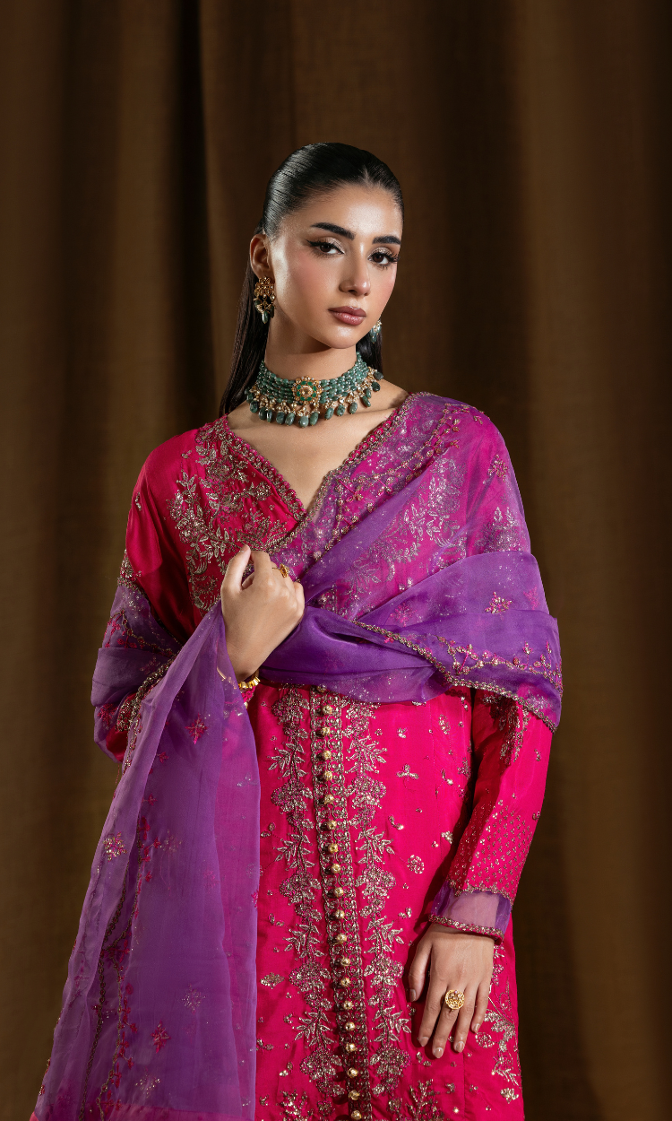 Chamkeeli — 3 Piece Luxury Embroidered Pure Dull Silk
