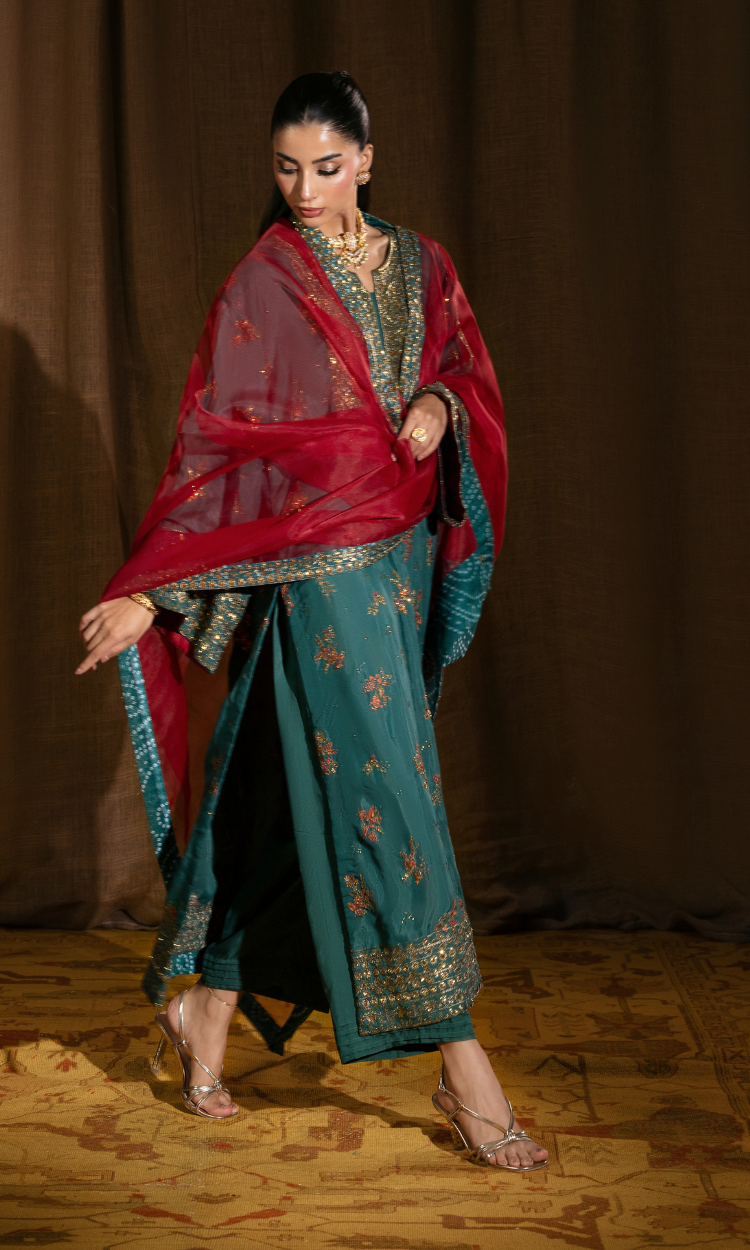 Ambarsariya — 3 Piece Luxury Embroidered Pure Dull Silk