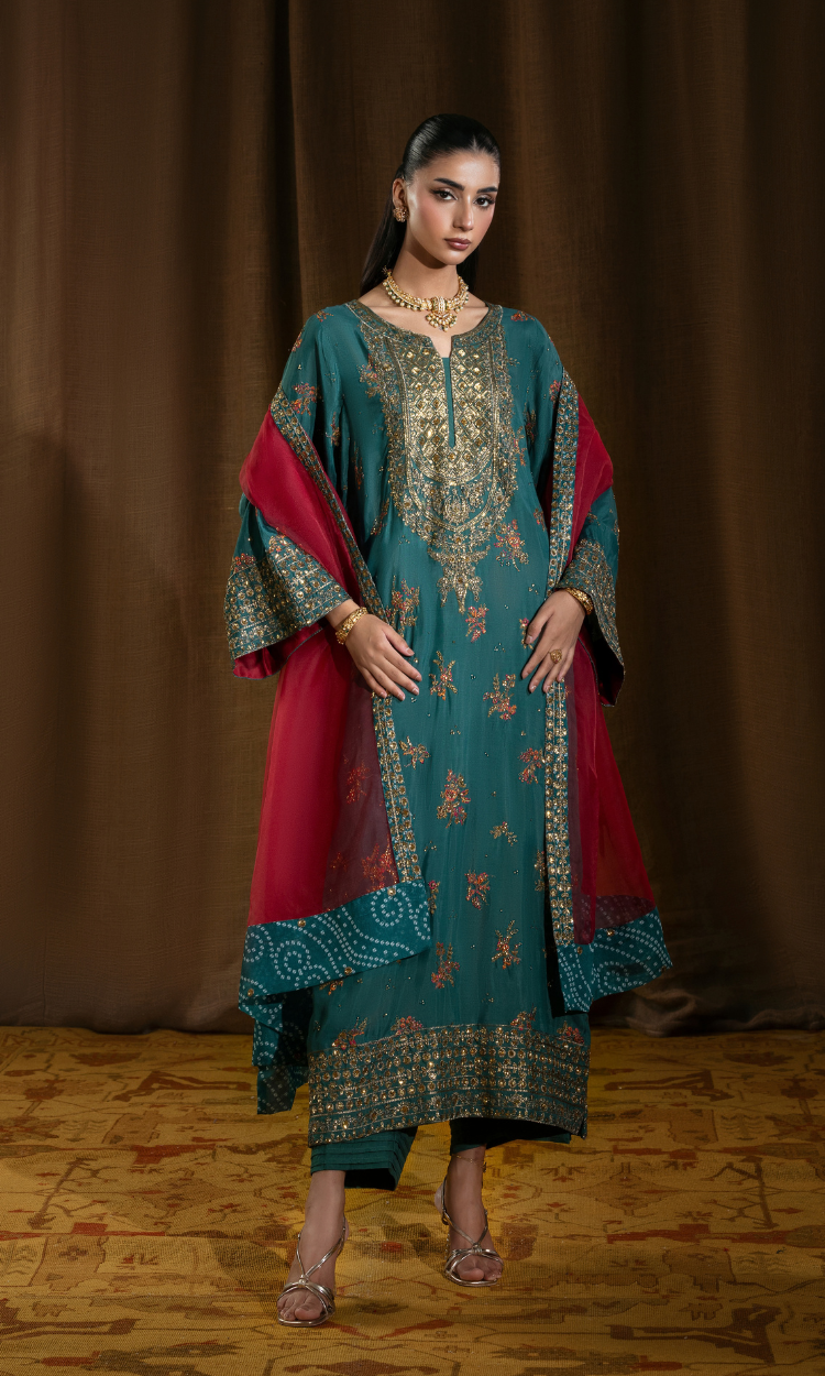 Ambarsariya — 3 Piece Luxury Embroidered Pure Dull Silk