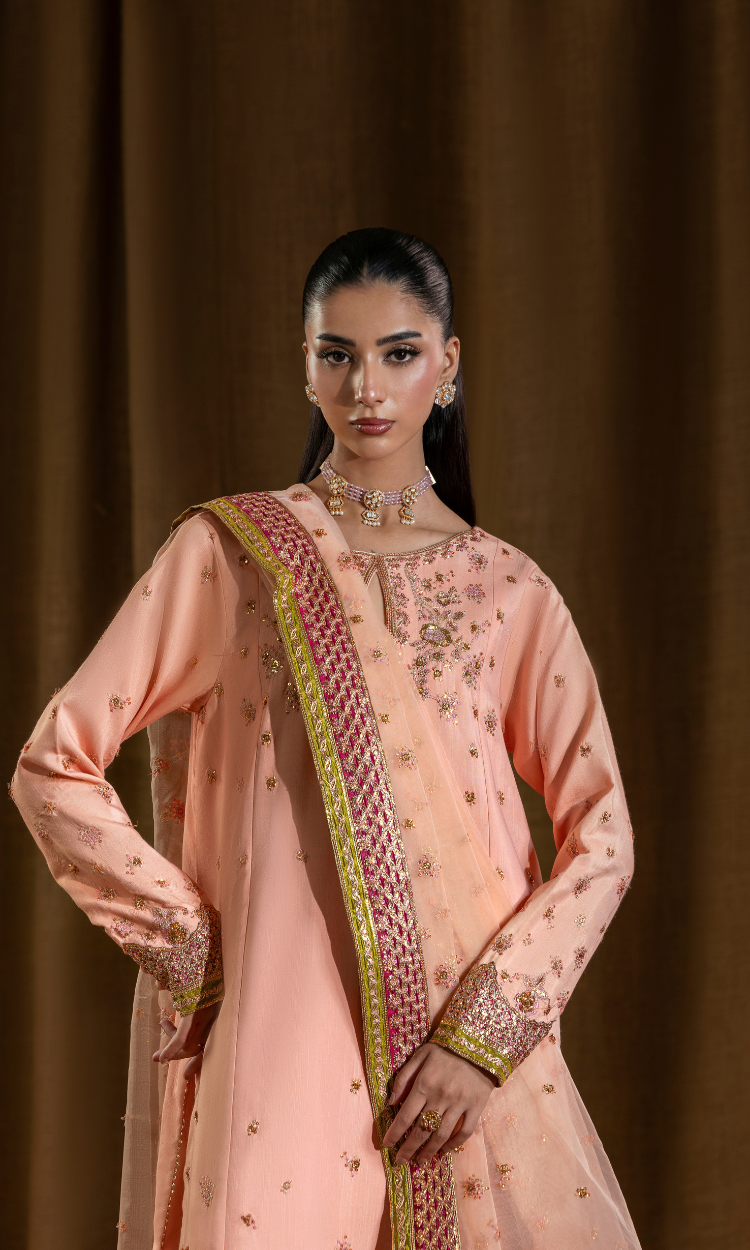 Amraao Jan —3 Piece Luxury Embroidered Pure Dull Silk