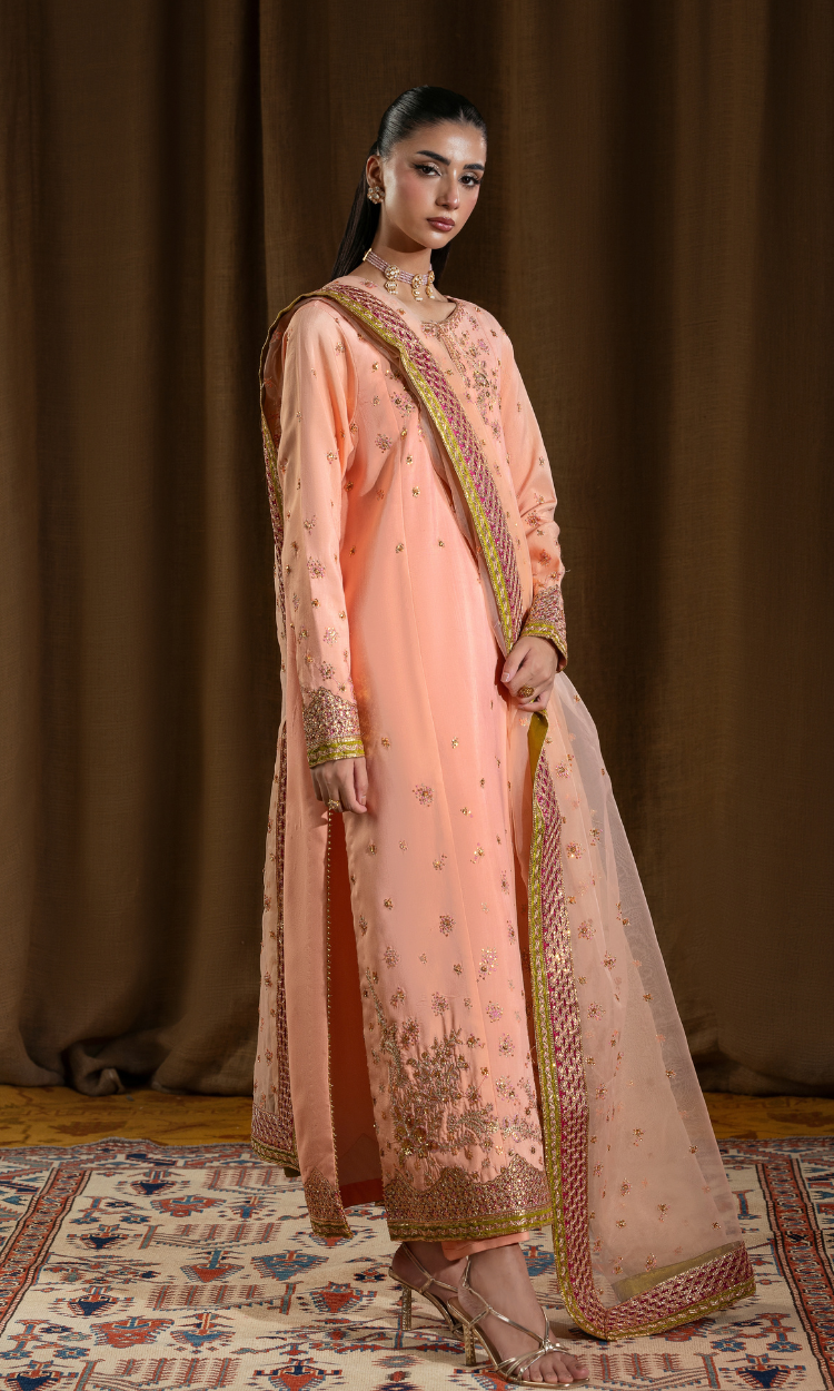 Amraao Jan —3 Piece Luxury Embroidered Pure Dull Silk