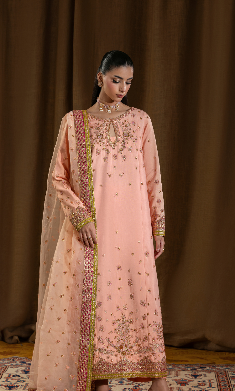 Amraao Jan —3 Piece Luxury Embroidered Pure Dull Silk