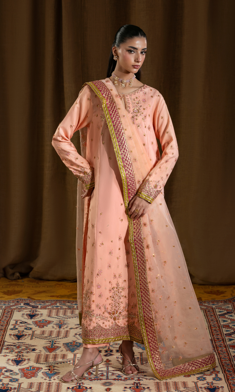 Amraao Jan —3 Piece Luxury Embroidered Pure Dull Silk