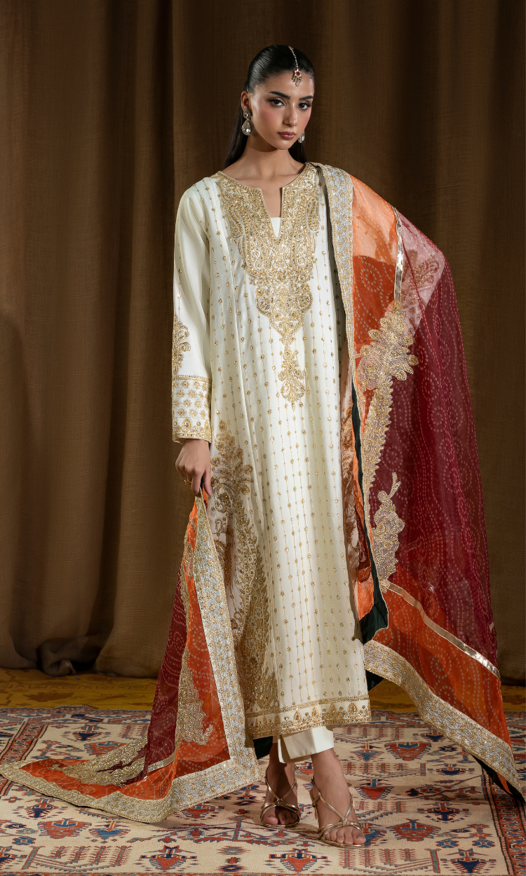 Mehar Bano — 3 Piece Luxury Embroidered Pure Dull Silk