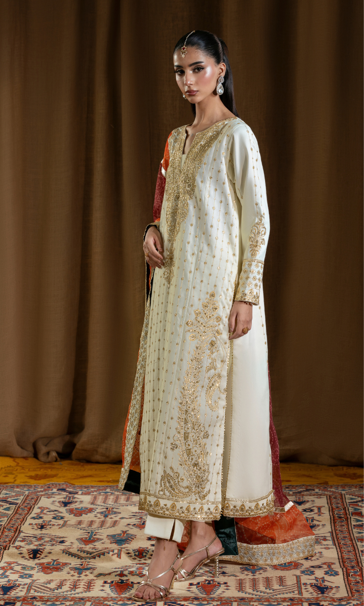 Mehar Bano — 3 Piece Luxury Embroidered Pure Dull Silk