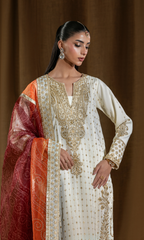 Mehar Bano — 3 Piece Luxury Embroidered Pure Dull Silk
