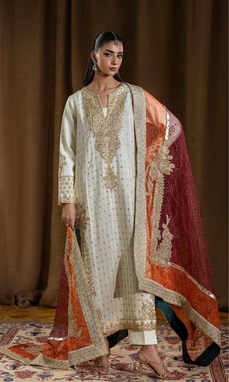 Mehar Bano — 3 Piece Luxury Embroidered Pure Dull Silk