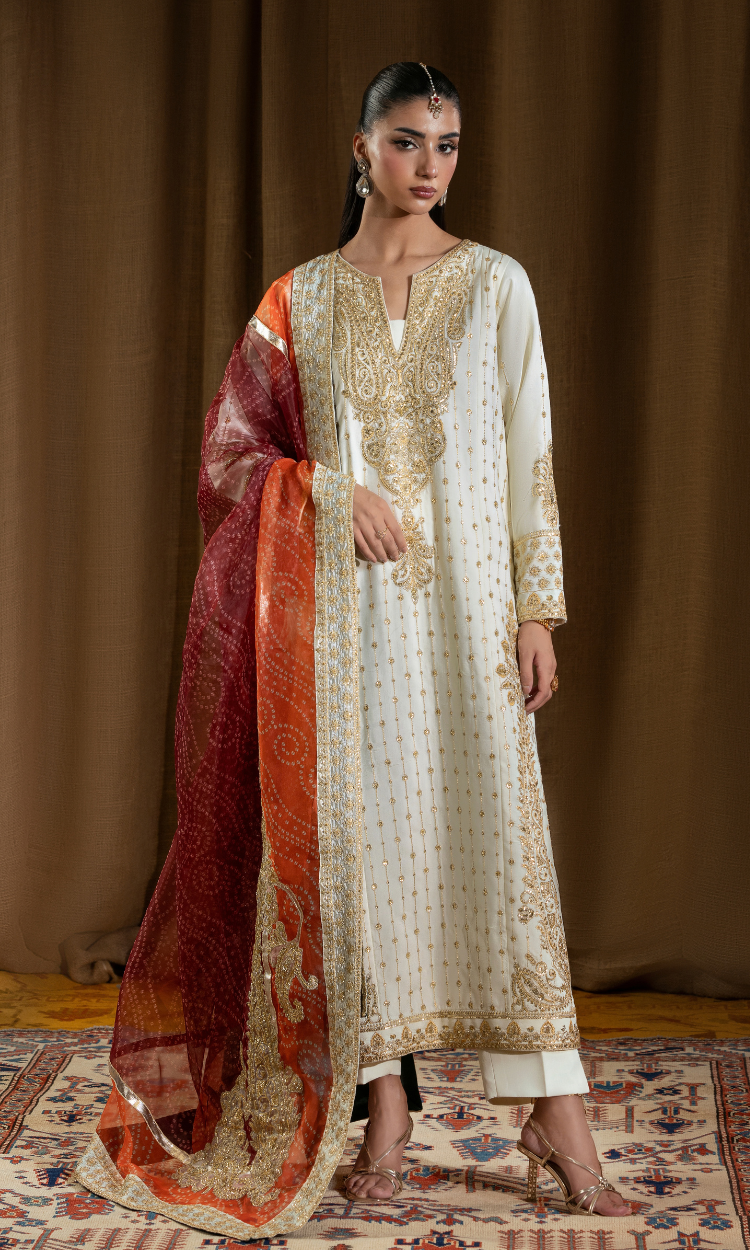 Mehar Bano — 3 Piece Luxury Embroidered Pure Dull Silk