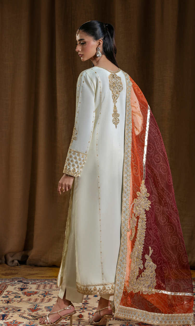 Mehar Bano — 3 Piece Luxury Embroidered Pure Dull Silk