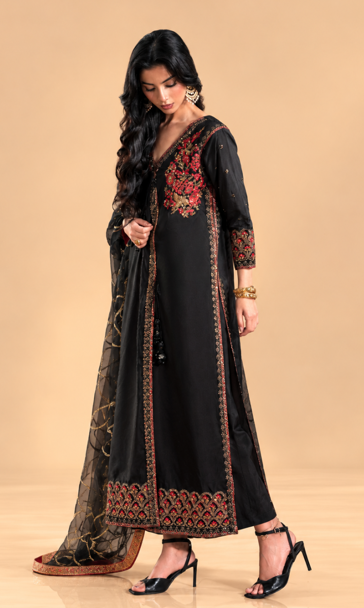 Shehr Zaad — 3 Piece Luxury Embroidered Sheesha Silk