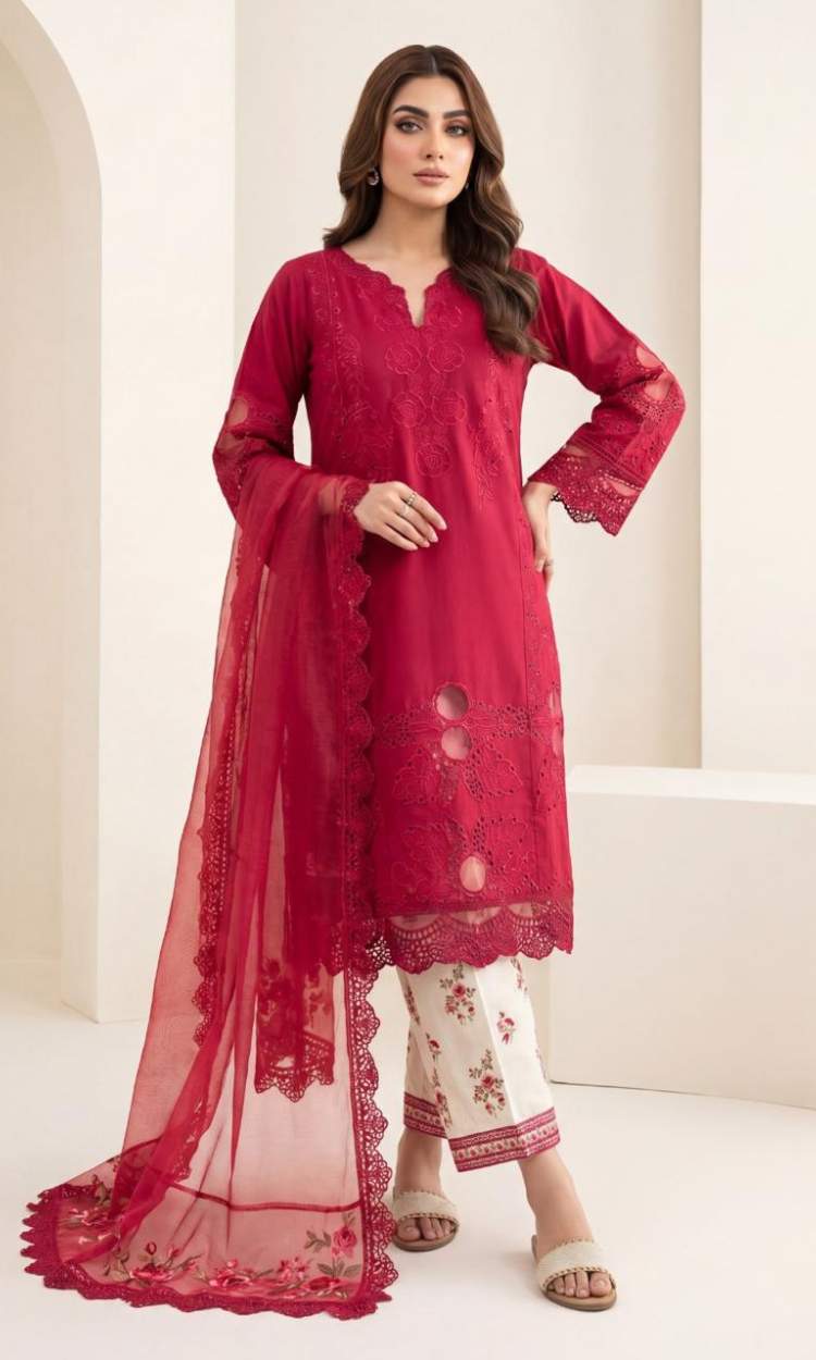 Sakura-3PC Pret Embroidered Lawn