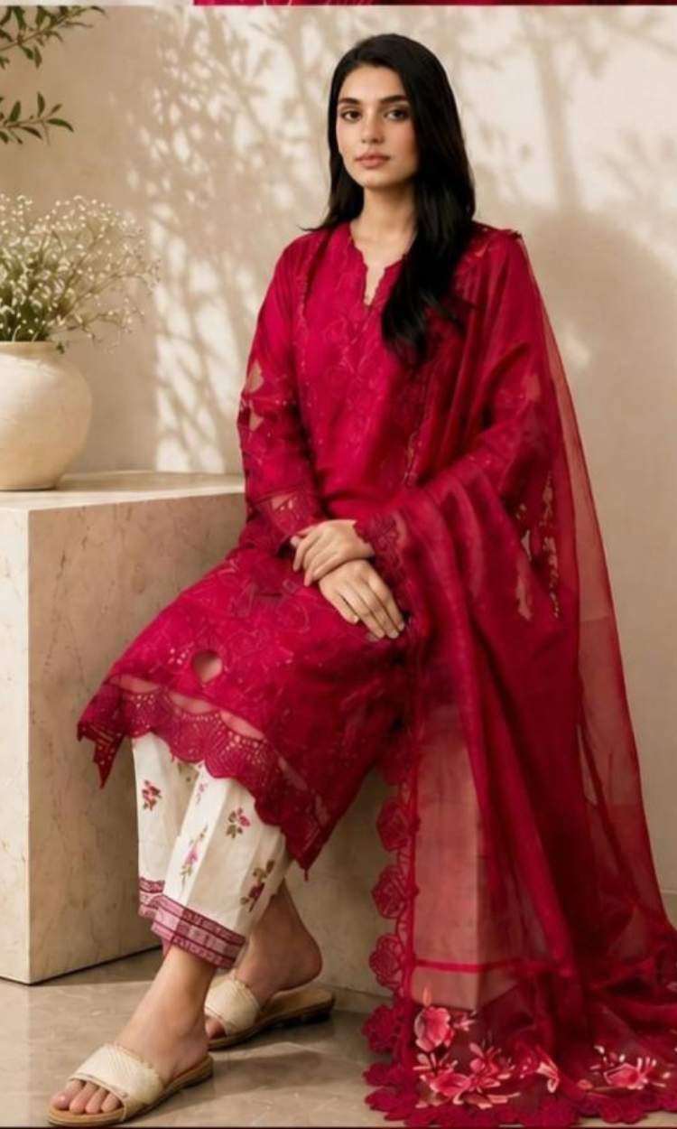 Sakura-3PC Pret Embroidered Lawn