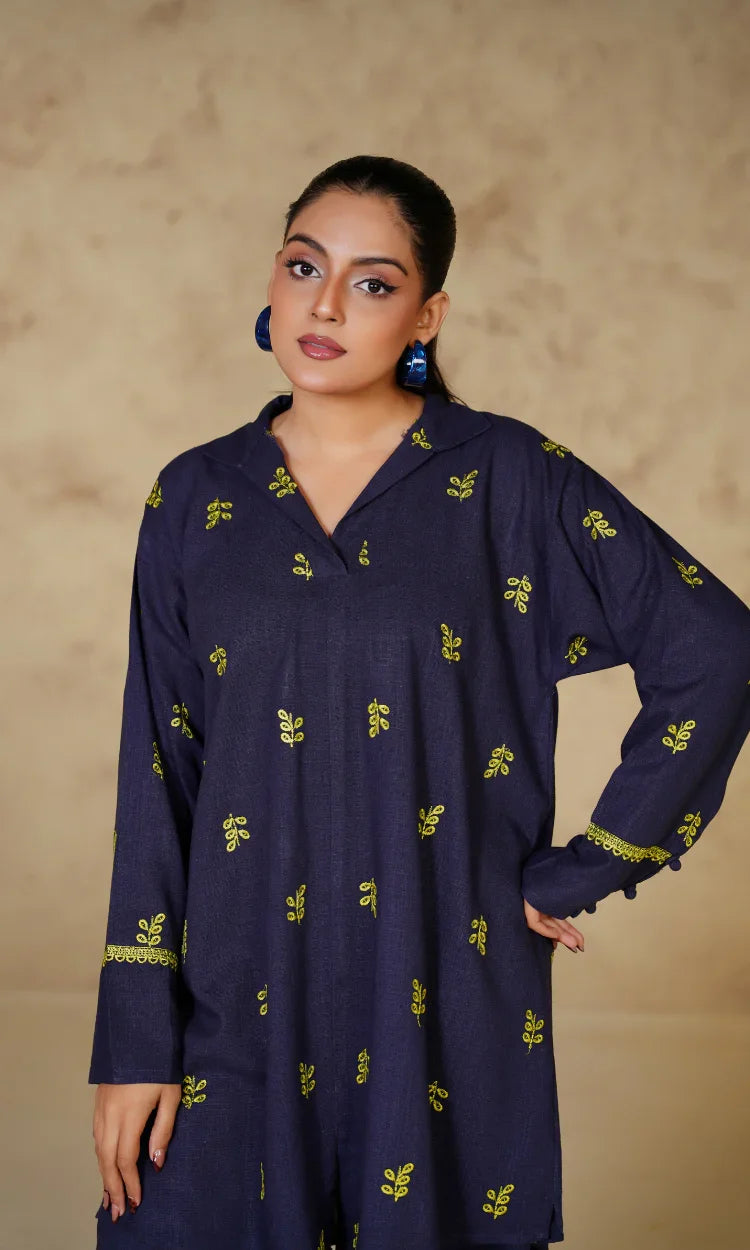 Midnight Blue Irish Cotton Linen Two-Piece Suit