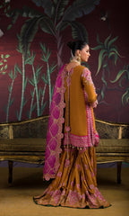 Zeenat Gul – Embroidered Khadi Net Sharara Set