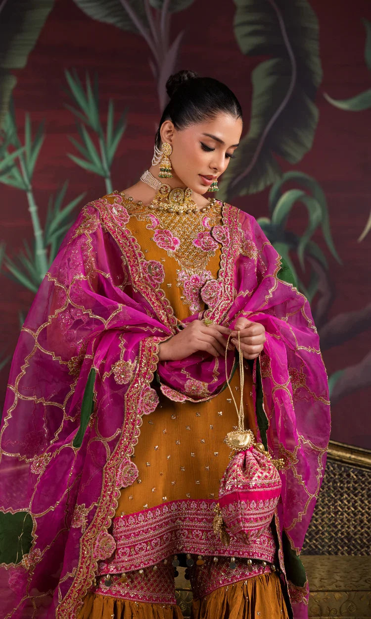 Zeenat Gul – Embroidered Khadi Net Sharara Set