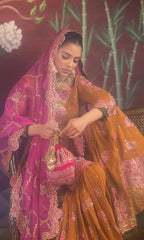 Zeenat Gul – Embroidered Khadi Net Sharara Set