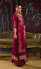 Designer Maroon Sheesha Silk Three Piece Suit