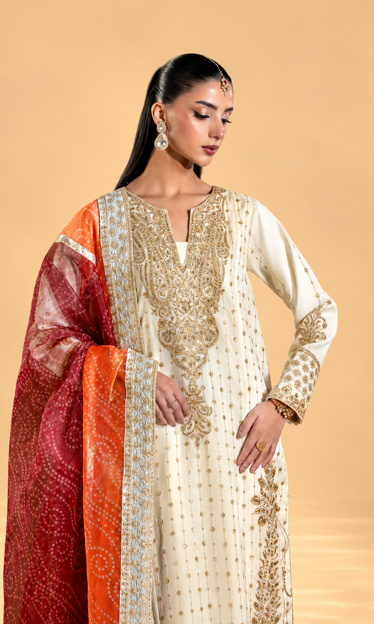 Mehar Bano — 3 Piece Luxury Embroidered Pure Dull Silk