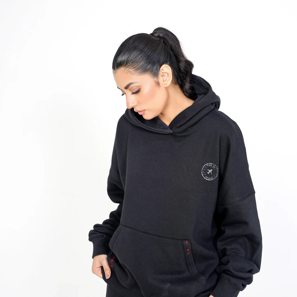 Black NYC Riot Oversized Graphic Hoodie Set
